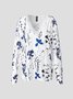 JFN V Neck Casual Floral Autumn Daily Long sleeve T-Shirt