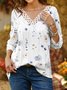 Casual Floral V Neck Regular Fit Long sleeve T-Shirt