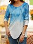 Gradient tulip-shaped hem button loose tunic T-shirt