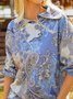 Loose Paisley Shawl Collar Sweatshirt