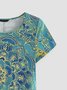 JFN Round Neck Ombre Paisley Boho Vintage Midi Dress