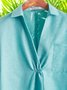 Spring Solid Long Sleeve V Neck Blouses