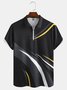 Casual Art Collection Geometric Stripe Pattern Lapel Short Sleeve Polo Print Top
