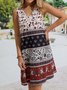 Women's A Line Dress V Neck Tribal Sleeveless Midi Dress