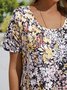 JFN Crew Neck Floral Pockets Vacation Midi Dress