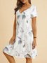 JFN V Neck Vacation short sleeve Floral MIni Dress