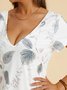 JFN V Neck Vacation short sleeve Floral MIni Dress