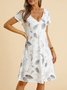 JFN V Neck Vacation short sleeve Floral MIni Dress