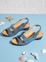 Solid Color Vintage Casual Chunky Heel Sandals