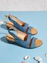 Solid Color Vintage Casual Chunky Heel Sandals