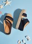 Beach vacation Straw Wedges Denim Sandals Jean Shoes