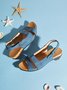 Solid Color Vintage Casual Chunky Heel Sandals