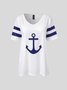 Women Sea Casual V Neck Anchor T-Shirt