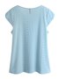 Women's Eyelet Tops V Neck Vacation Plain Skin-friendly and Breathable Shirt