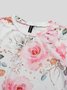 Women's Rose Print Crew Neck Floral Casual T-Shirt