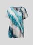 Abstract V Neck Regular Fit Casual T-Shirt