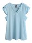 Women's Eyelet Tops V Neck Vacation Plain Skin-friendly and Breathable Shirt