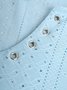 Women's Eyelet Tops V Neck Vacation Plain Skin-friendly and Breathable Shirt