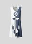 Holiday Ocean Anchor Navy contrast a-hem short Dress