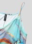 JFN 2PCS V Neck Gradient Vacation Sleeveless Dress with Cardigan