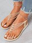 JFN Beaded Thin Strap Bohemian Thong Sandals