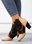 Lace Split Joint Chunky Heel Sandals Boots with Back Zip