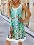 Cotton Casual Floral Short Sleeve Knitting Dress