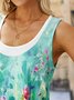 Cotton Casual Floral Short Sleeve Knitting Dress