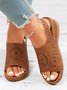 JFN Ethnic Pattern Punched Hollow Velcro Vintage Sandals