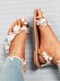 JFN    White  Lace  Flower  Wedding  Women's  flip flops Sandals