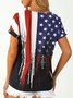 America Flag Crew Neck Casual Loose T-Shirt
