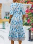 Loose Vacation Crew Neck Floral Women's Half Sleeve Scoop Neck Graphic Floral Printed Midi Dress