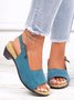 JFN Retro Solid Simple Open Toe Chunky Heel Sandals