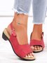 JFN Retro Solid Simple Open Toe Chunky Heel Sandals