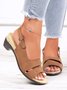 Solid Color Vintage Casual Chunky Heel Sandals