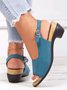 JFN Retro Solid Simple Open Toe Chunky Heel Sandals