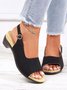 JFN Retro Solid Simple Open Toe Chunky Heel Sandals