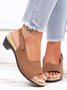 JFN Retro Solid Simple Open Toe Chunky Heel Sandals