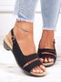 Solid Color Vintage Casual Chunky Heel Sandals