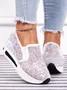 Breathable Floral Embroidery Slip-on Muffin Sneakers