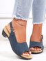 JFN Retro Solid Simple Open Toe Chunky Heel Sandals