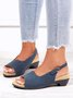 JFN Retro Solid Simple Open Toe Chunky Heel Sandals