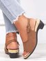 JFN Retro Solid Simple Open Toe Chunky Heel Sandals