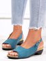 JFN Retro Solid Simple Open Toe Chunky Heel Sandals