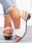 JFN Retro Solid Simple Open Toe Chunky Heel Sandals