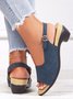 JFN Retro Solid Simple Open Toe Chunky Heel Sandals