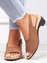 JFN Retro Solid Simple Open Toe Chunky Heel Sandals