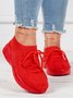Women Mesh Platform  Lace-Up Fly Woven Lightweight Soft Sole Slip-On Solid Sneakers
