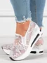 Floral Embroidery Breathable Platform Loafer Sheer Mesh Sneakers Hollow Out Tulle Comfortable Slip-On 