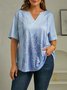 Plus Size V Neck Loose Casual Shirt